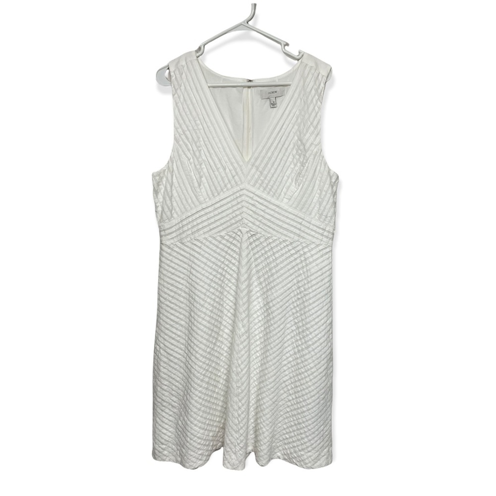 J. Crew White Sleeveless Pintuck A-line Midi Dress, 16